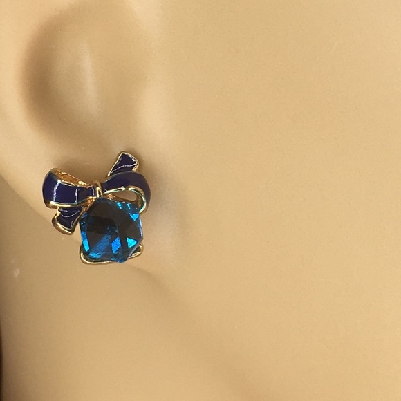Blue Bowknot Earrings - Picture 2 of 5
